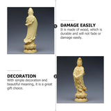 (Ara-3) Statue Guanyin Figurine Goddess Sculpture Kuan Quan Buddhism Wooden Mercy Kwan Decoration Shui Feng Wood Statues Compassion
