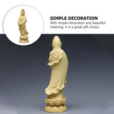 (Ara-3) Statue Guanyin Figurine Goddess Sculpture Kuan Quan Buddhism Wooden Mercy Kwan Decoration Shui Feng Wood Statues Compassion