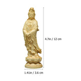 (Ara-3) Statue Guanyin Figurine Goddess Sculpture Kuan Quan Buddhism Wooden Mercy Kwan Decoration Shui Feng Wood Statues Compassion