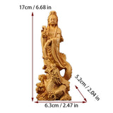 Natural Wood Dragon Guanyin Buddha Statue, Traditional Hand-carved  Chinese Buddhist Figures Home Living Room Feng Shui Statue