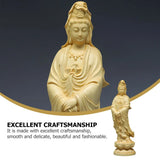 (Ara-3) Statue Guanyin Figurine Goddess Sculpture Kuan Quan Buddhism Wooden Mercy Kwan Decoration Shui Feng Wood Statues Compassion