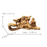 Wooden carving Ruyi ingot Maitreya Decorative figure statue Solid wood hand carving Chinese mascot Home roomdecoration ornaments