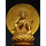 Statue Boudha collection du Temple du Tibet, vieux Bronze doré, cinabre, Six bras Guanyin rétro-éclairé