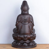 Ebony wood carving Guanyin ornaments solid wood South China Sea Guanyin Buddha sitting lotus bottle Guanyin mahogany