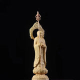 Solid wood carving Ksitigarbha Decorative statue ，Hand-carved，Chinese Buddha Statue Home Living Room Feng Shui Decoration