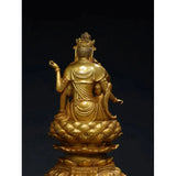 Statue Boudha collection du Temple du Tibet, vieux Bronze doré, cinabre, Six bras Guanyin rétro-éclairé