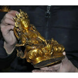 Old Tibetan Buddhism Bronze gilt Yellow Jambhala Mammon Wealth god Buddha Statue